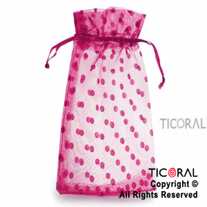 BOLSA ORGANZA FUCSIA 13X20 LUNARES HS3975-2 x 1